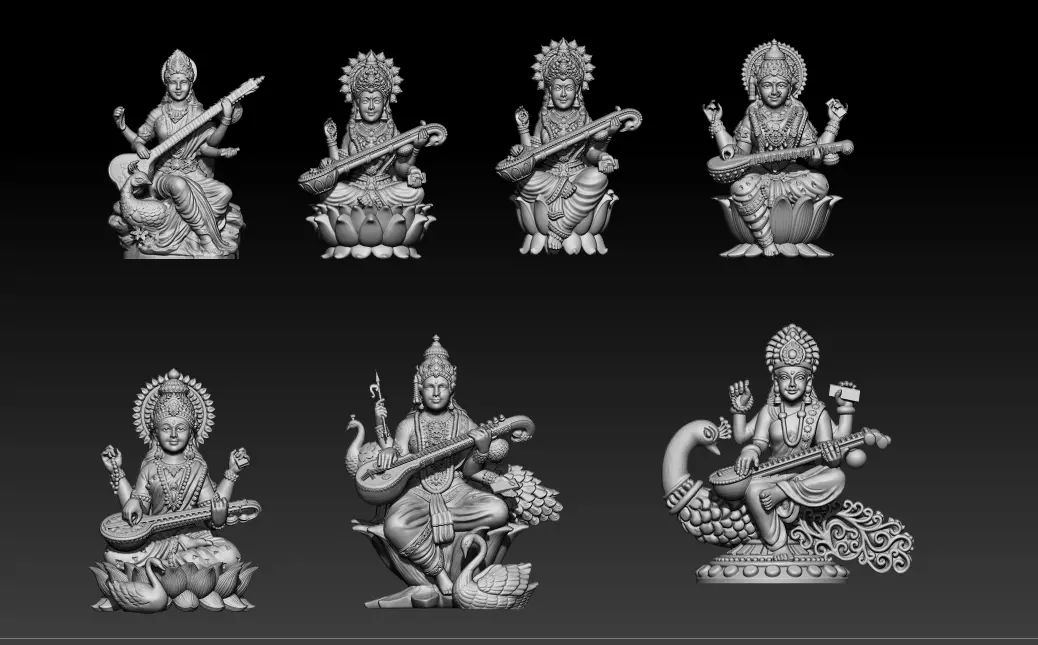 7 pis SARASWATI 3D MODEL  3D print model_0