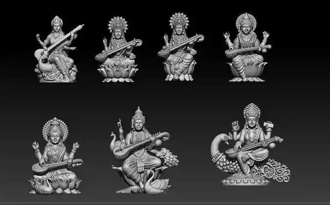 7 pis SARASWATI 3D MODEL 