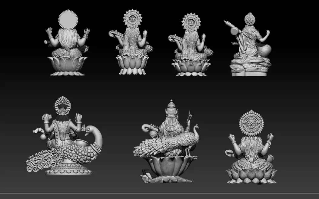 7 pis SARASWATI 3D MODEL  3D print model_1