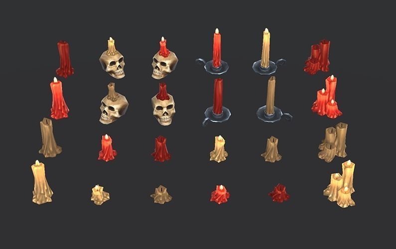 Low Poly Candles set of Low-poly 3D model_8