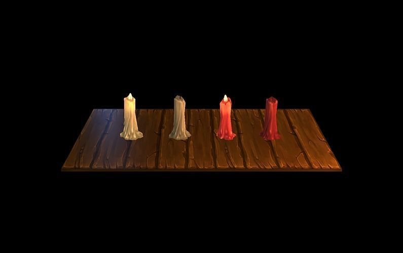 Low Poly Candles set of Low-poly 3D model_2