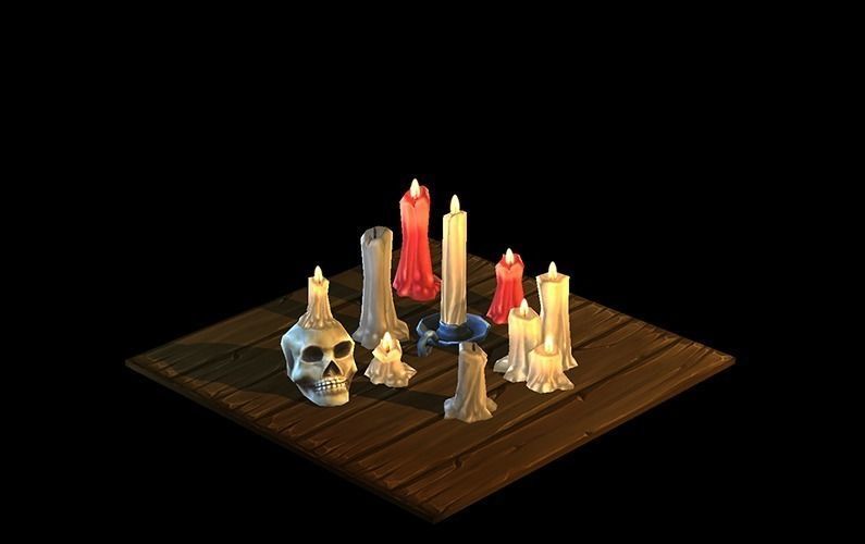 Low Poly Candles set of Low-poly 3D model_0