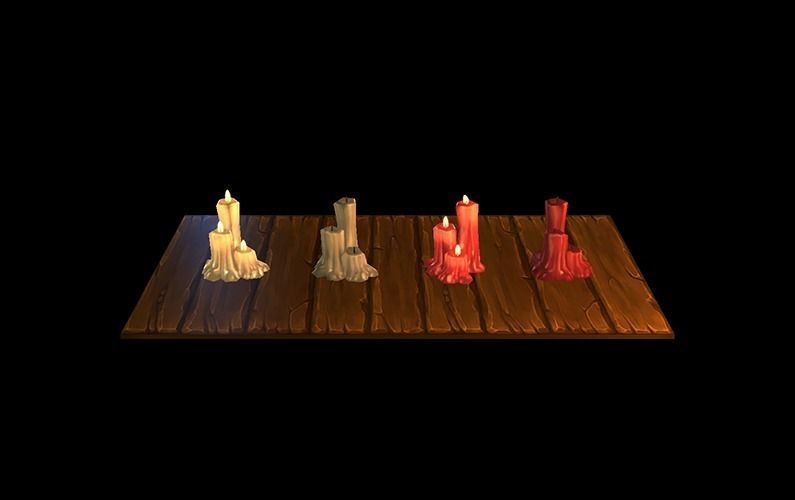 Low Poly Candles set of Low-poly 3D model_7