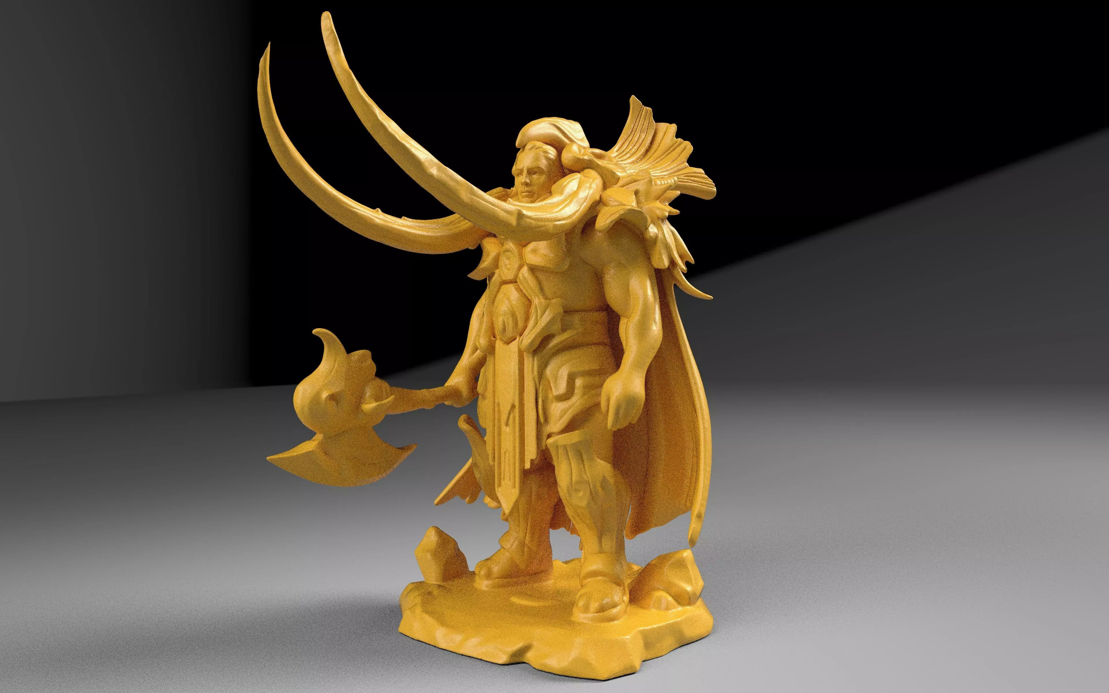 Fantasy Warrior Miniature 50mm STL Tabletop and DnD Ready 3D print model_0