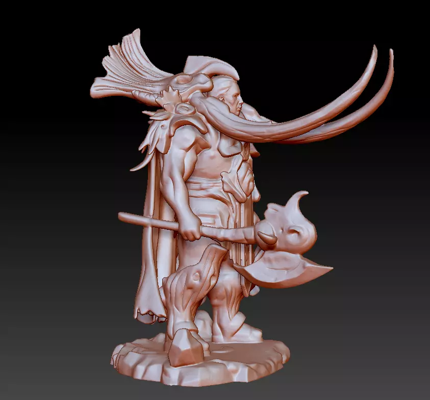 Fantasy Warrior Miniature 50mm STL Tabletop and DnD Ready 3D print model_5