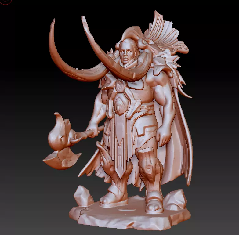 Fantasy Warrior Miniature 50mm STL Tabletop and DnD Ready 3D print model_1