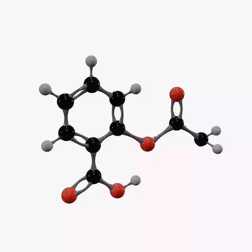 Acetylsalicylic acid Molecule Low-poly 3D model