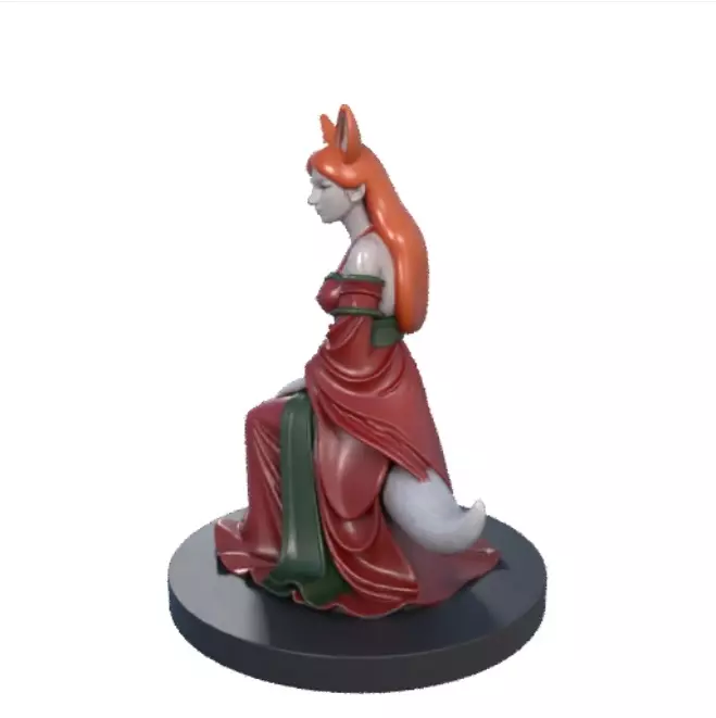 1832COLORFUL Fox Spirit Woman in Pu Song Ling Style 3D print model_2