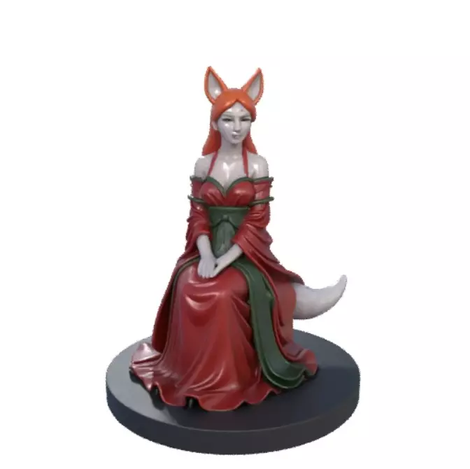 1832COLORFUL Fox Spirit Woman in Pu Song Ling Style 3D print model_1