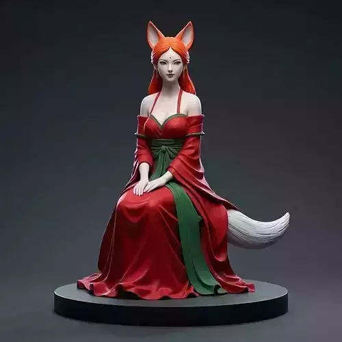 1832COLORFUL Fox Spirit Woman in Pu Song Ling Style