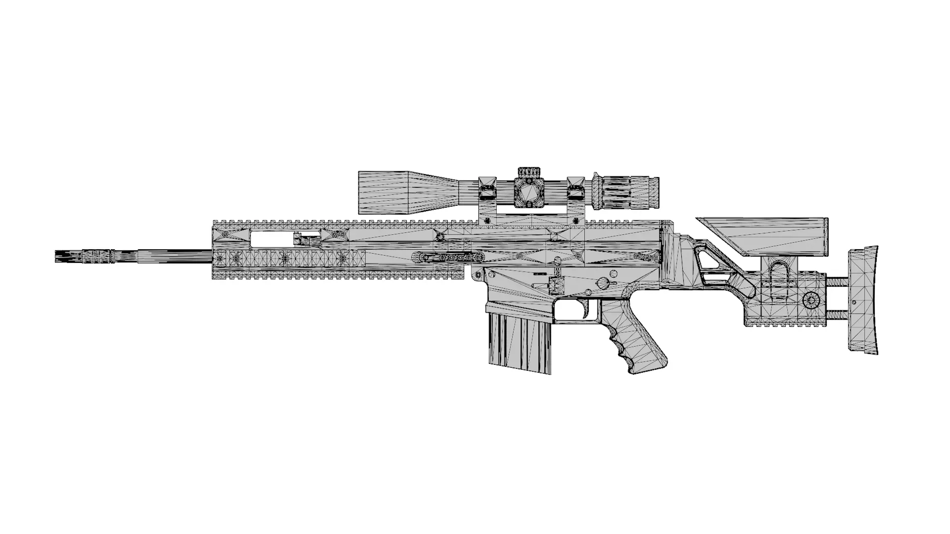 Scar20 gun Low-poly 3D model_5
