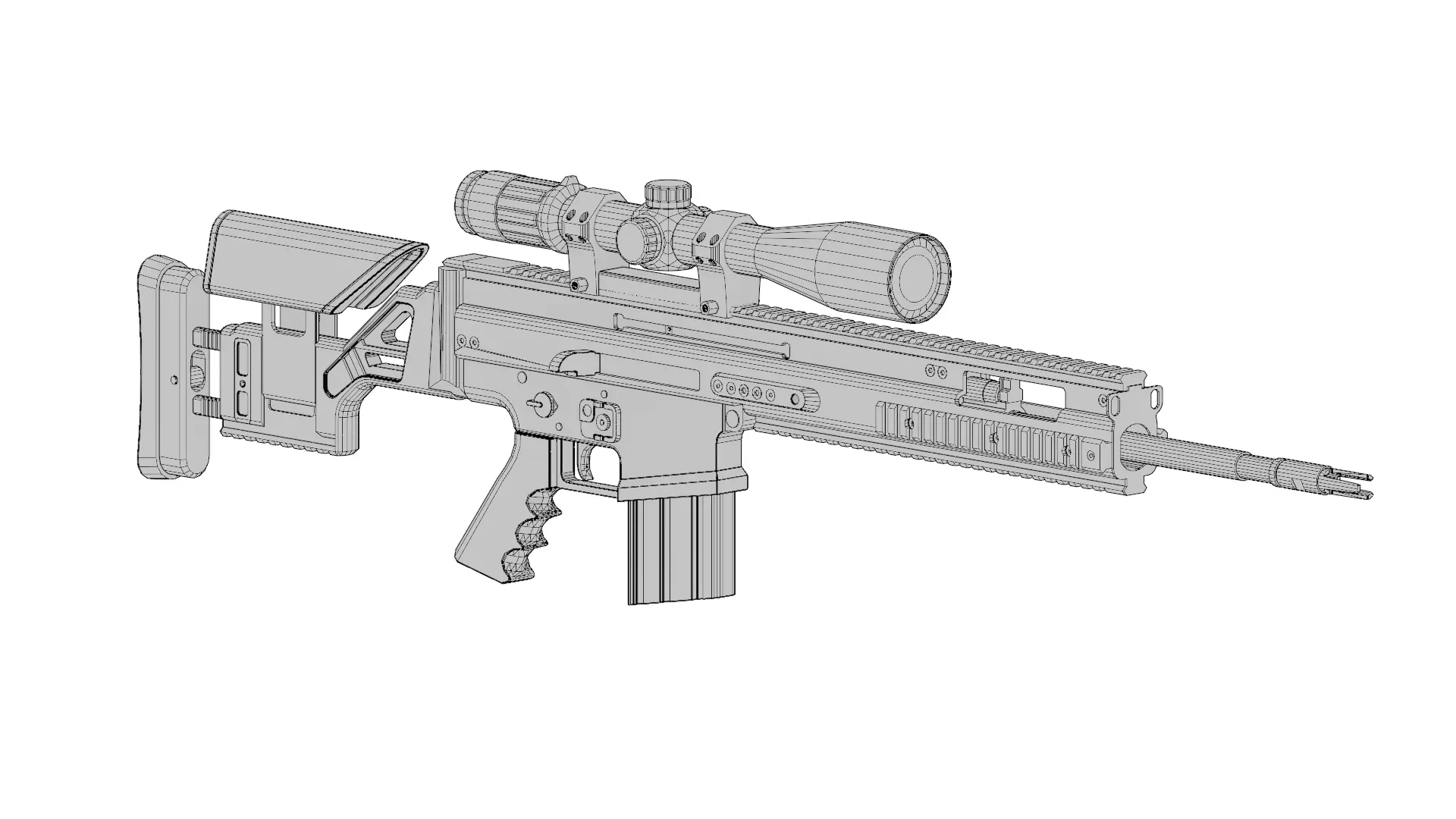 Scar20 gun Low-poly 3D model_8