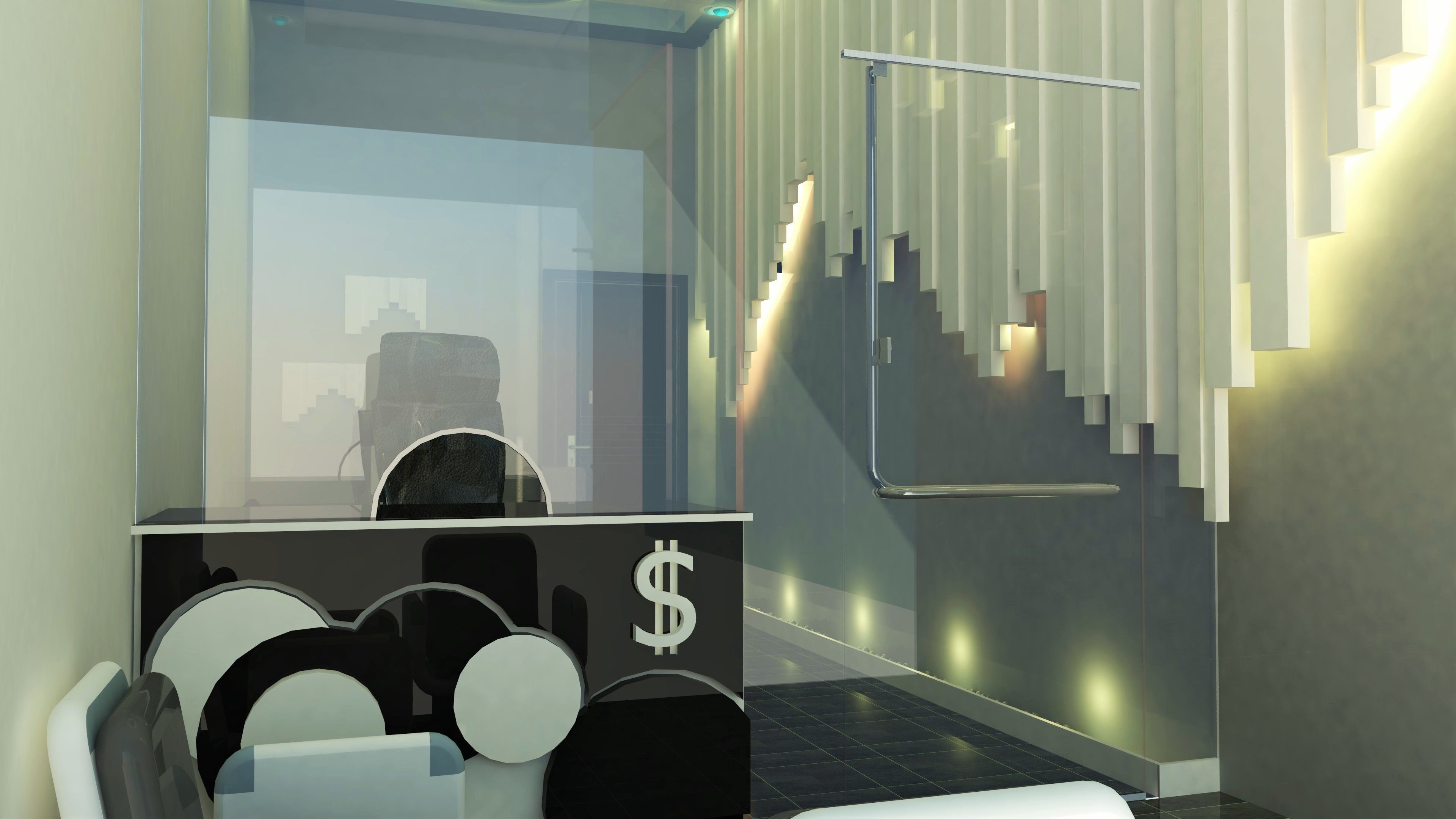 office for currency changing 3D model_3