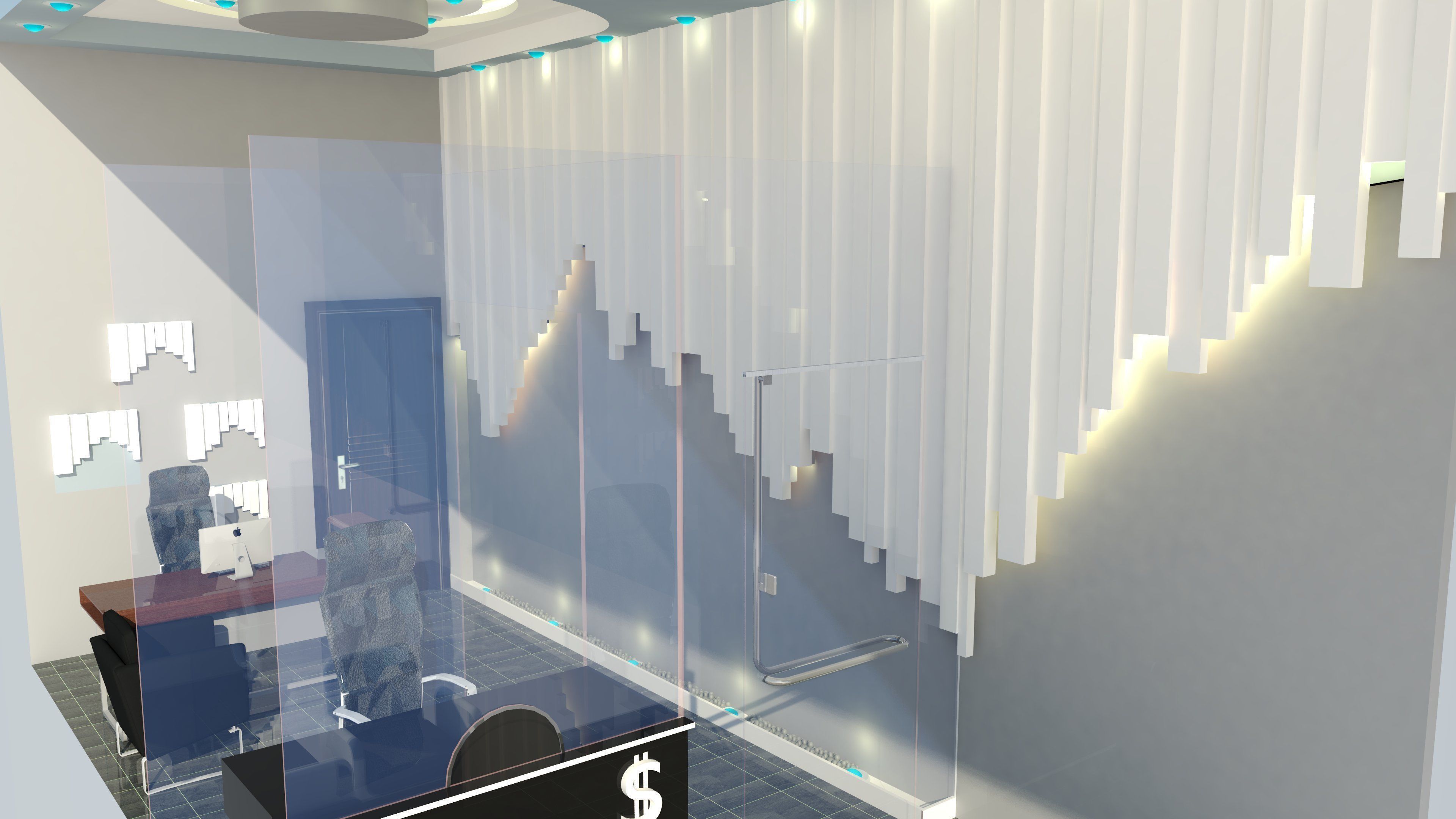 office for currency changing 3D model_2