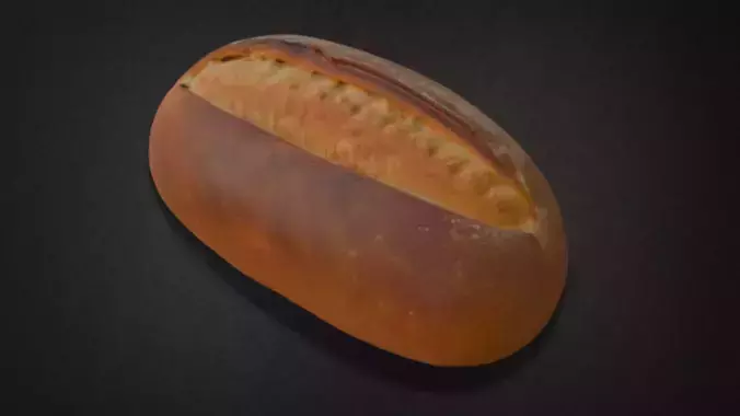 Realistic Loaf of Bread with Crust Model
