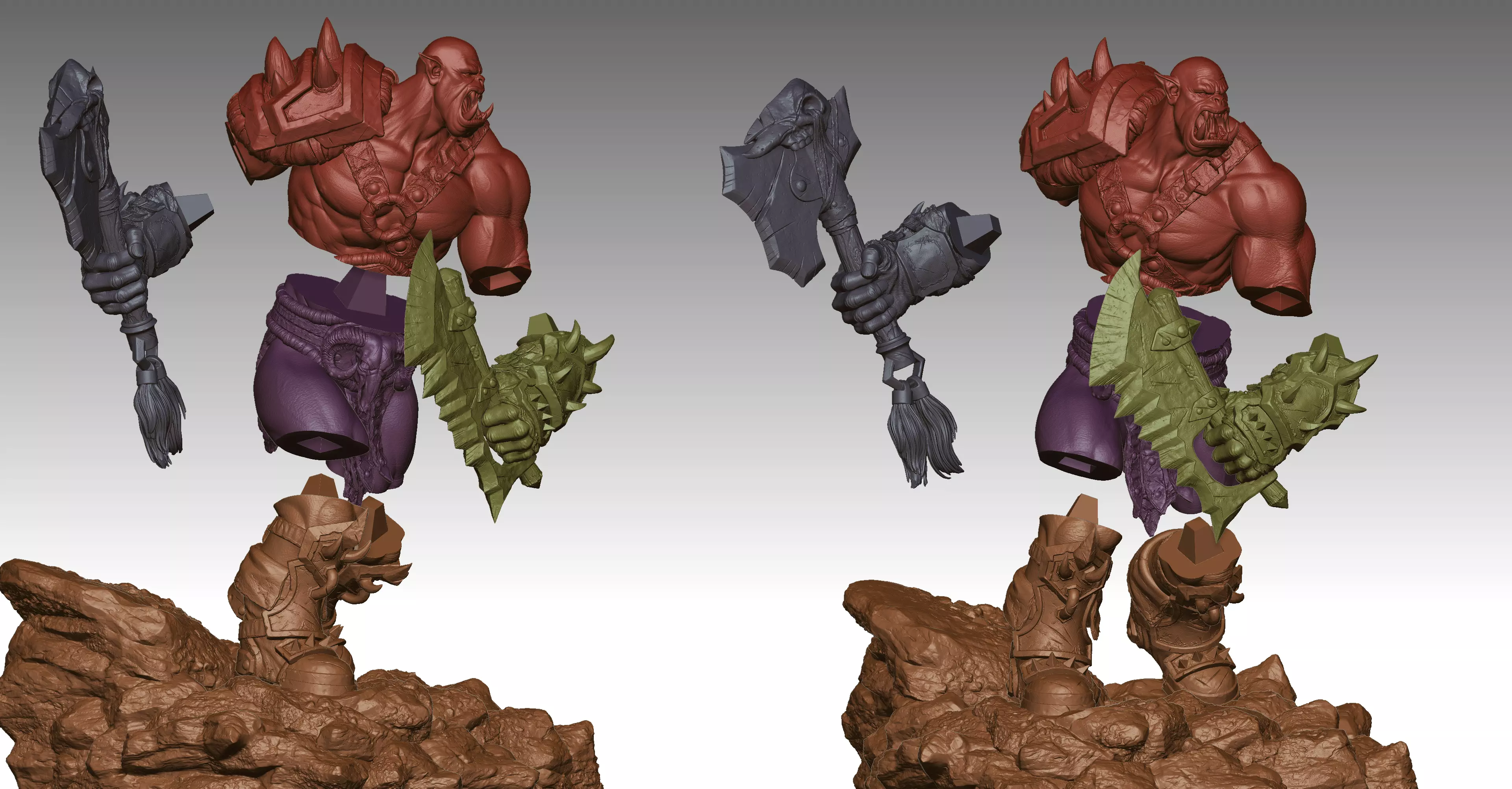 Orc Warrior Figurine 3D print model_4