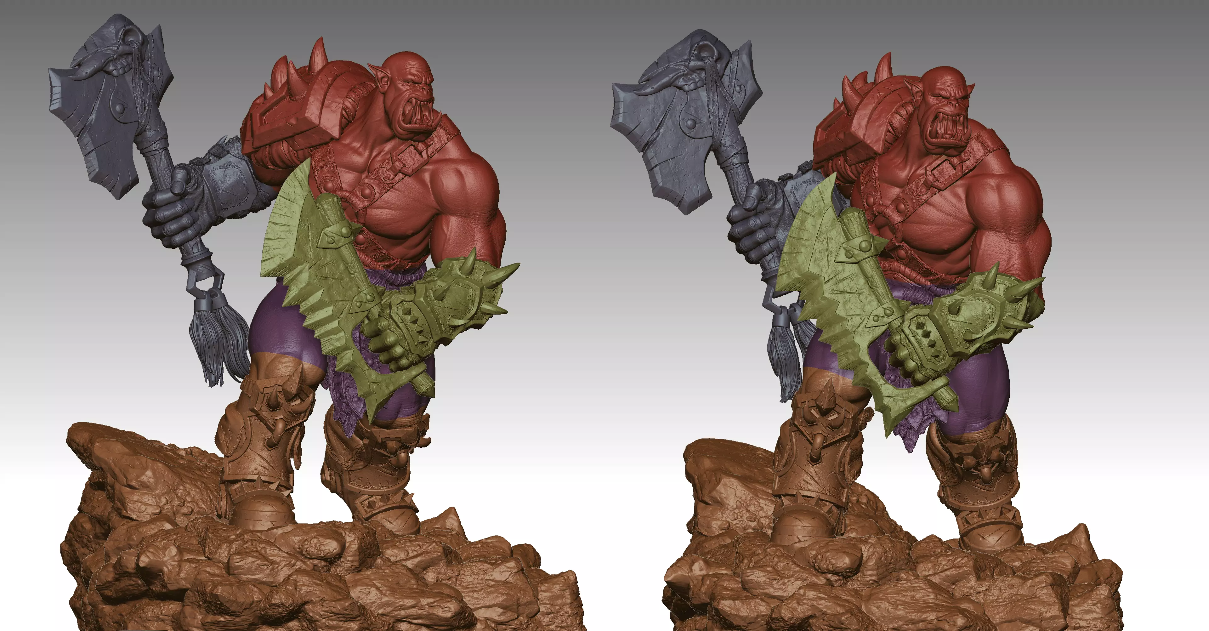 Orc Warrior Figurine 3D print model_3
