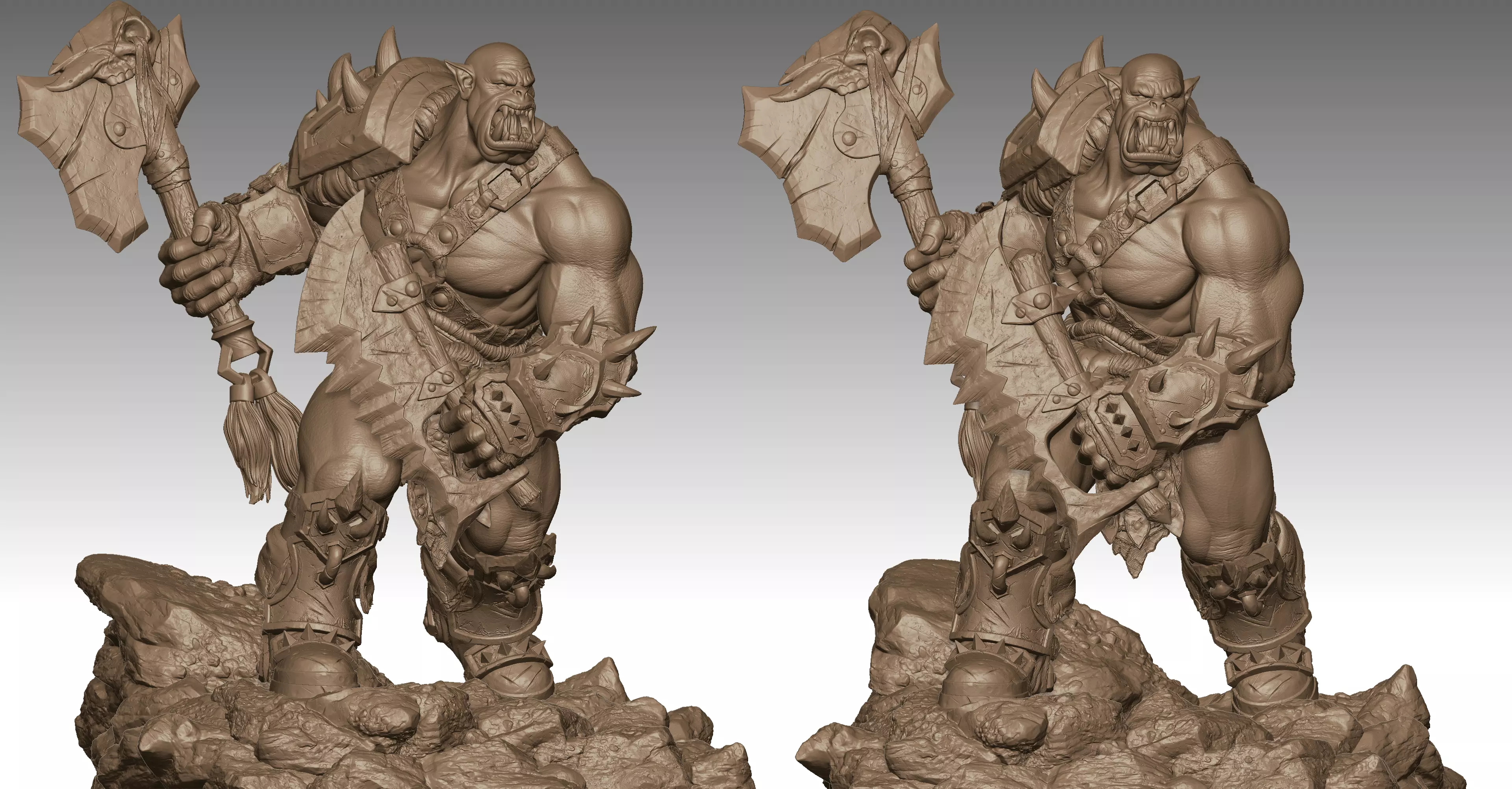 Orc Warrior Figurine 3D print model_9