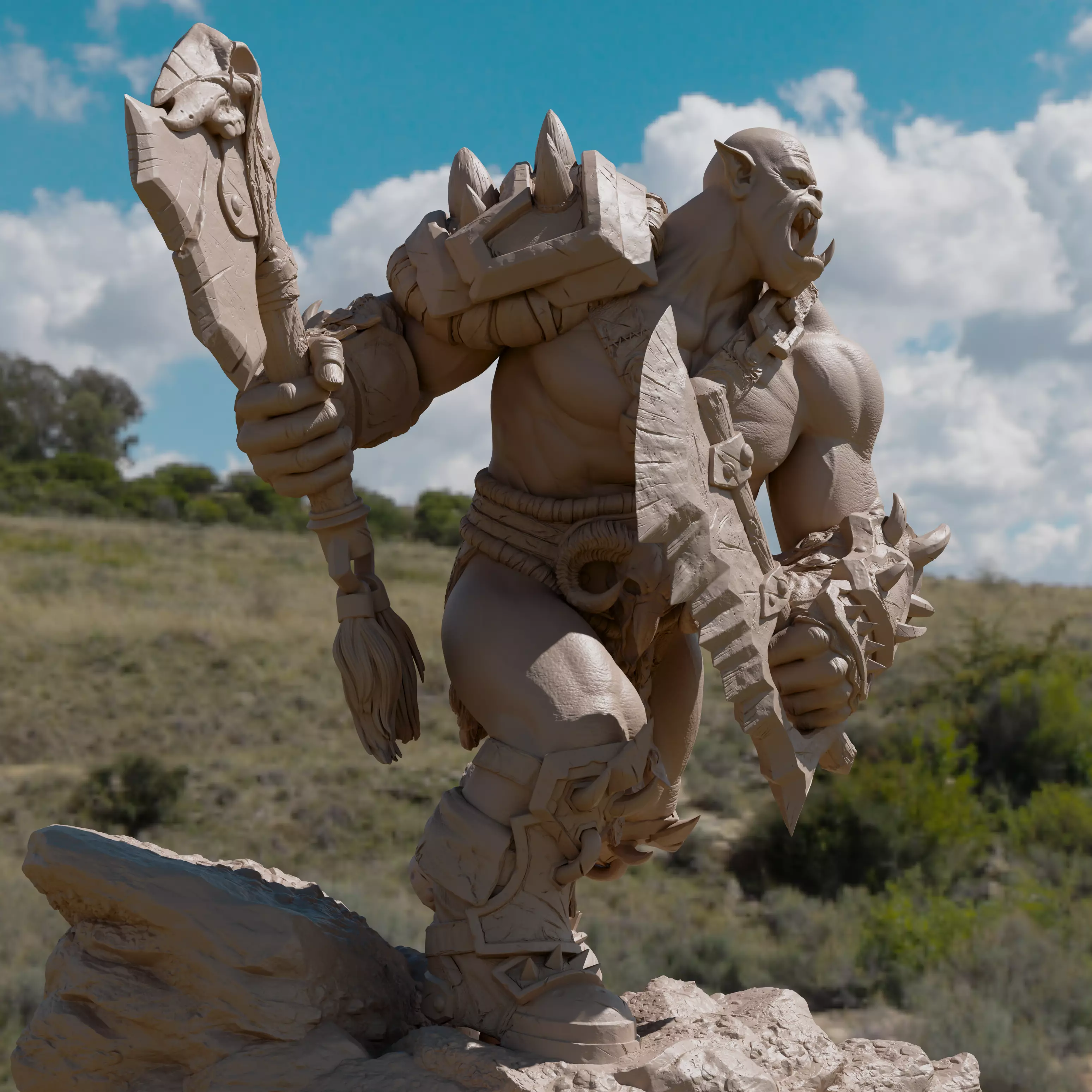 Orc Warrior Figurine 3D print model_7