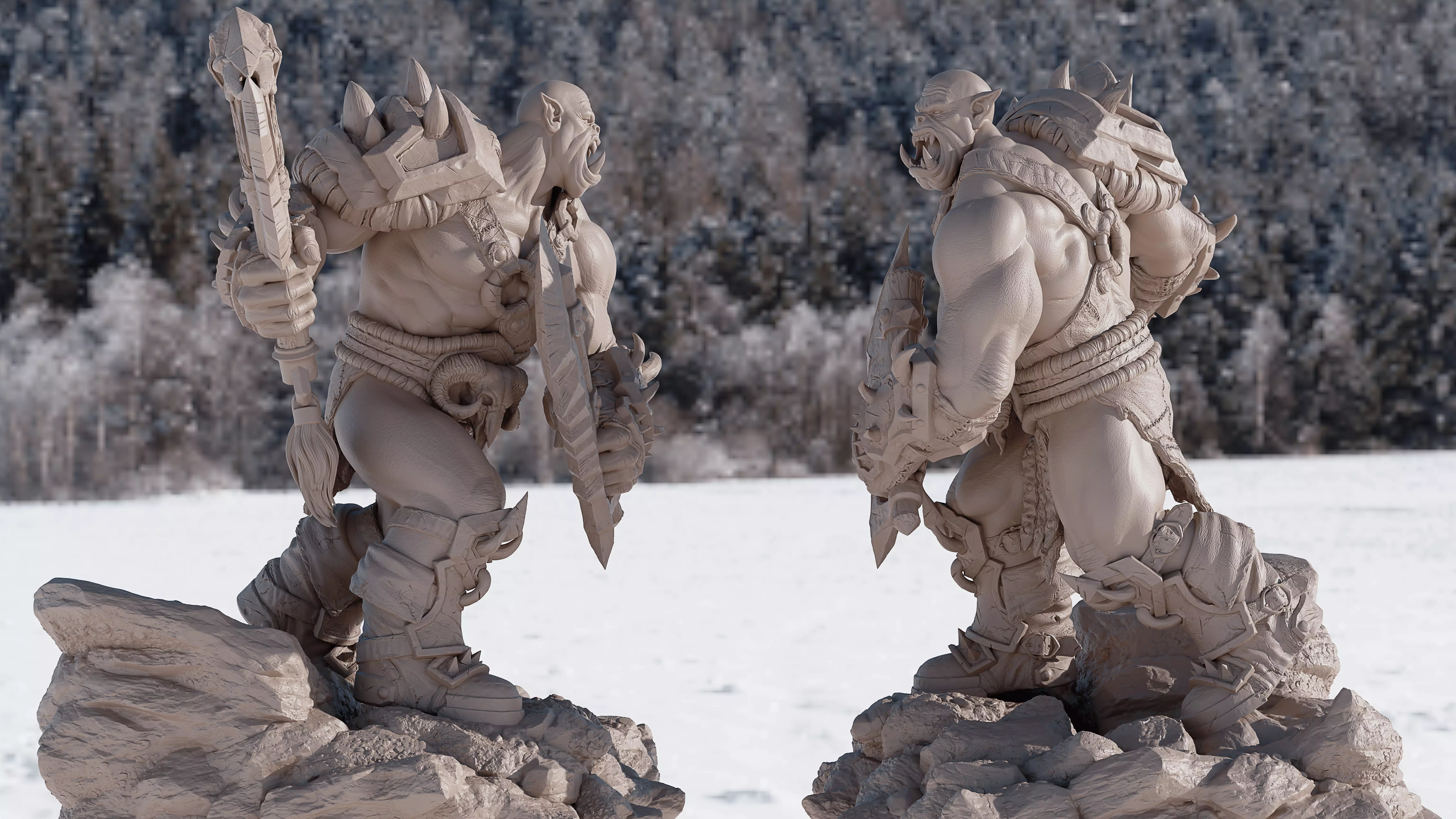 Orc Warrior Figurine 3D print model_5