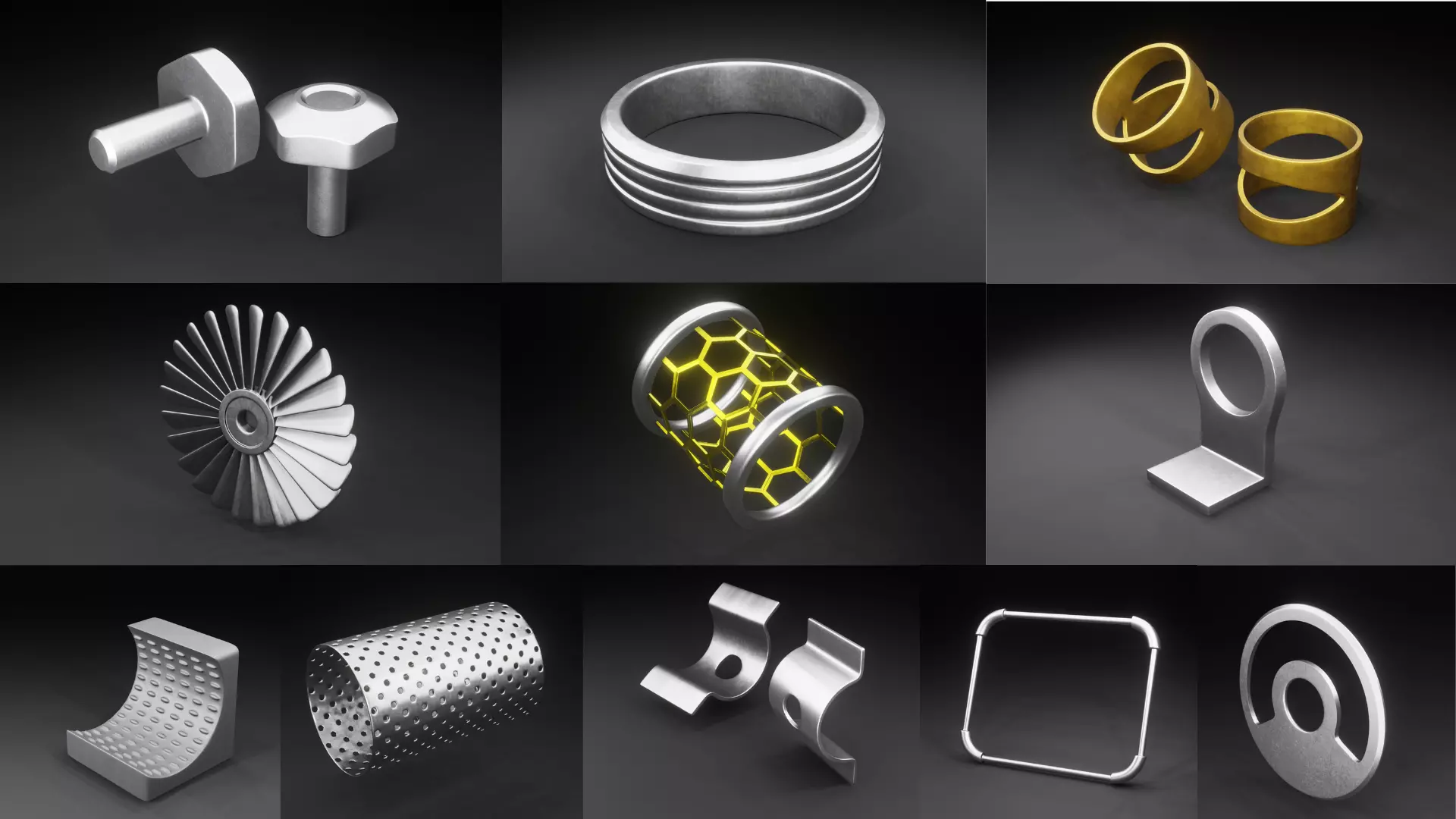 Hard surface Mechanical Kit bash pack-01 Free low-poly 3D model