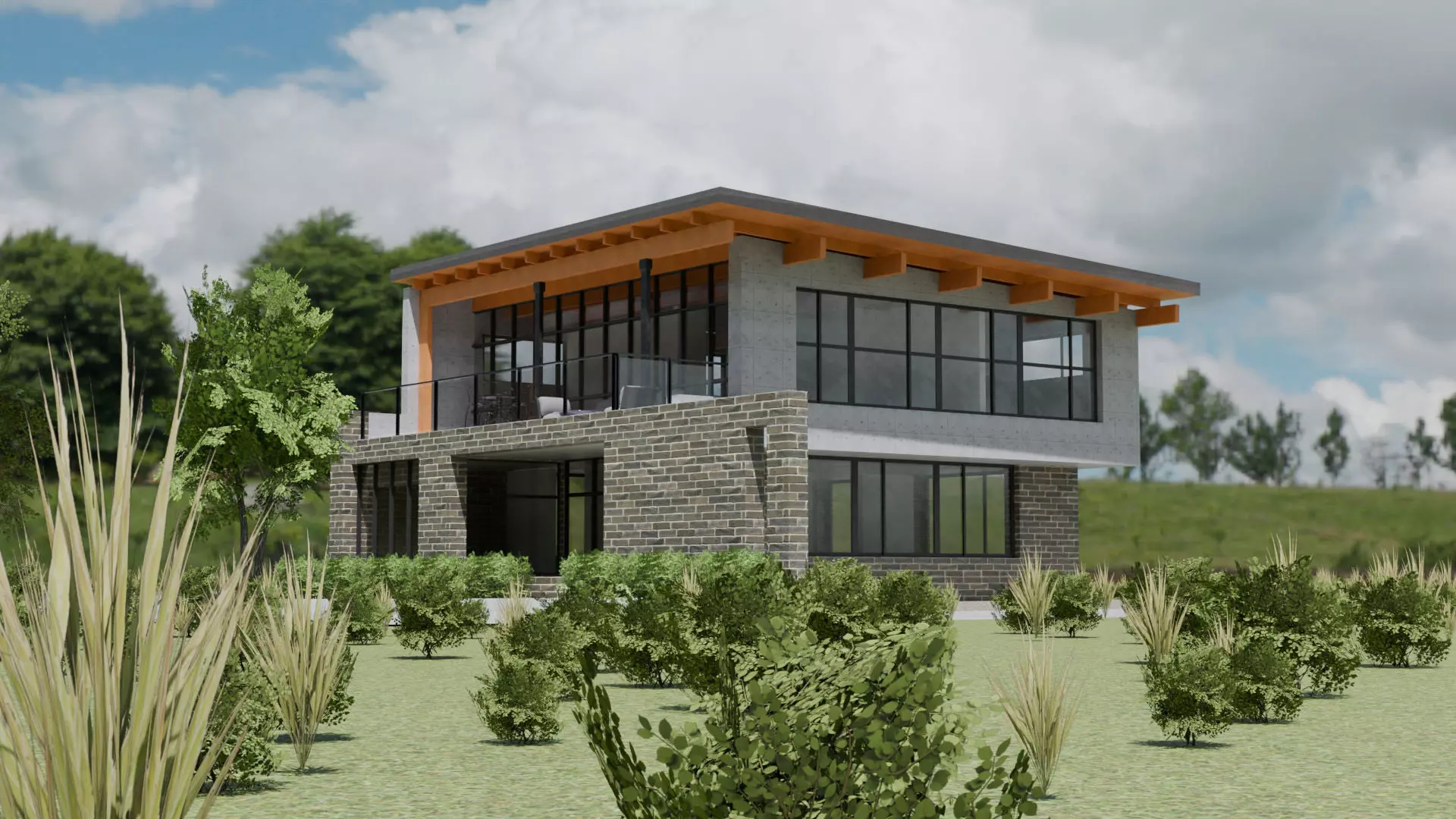 Two-Story Office Building Low-poly 3D model