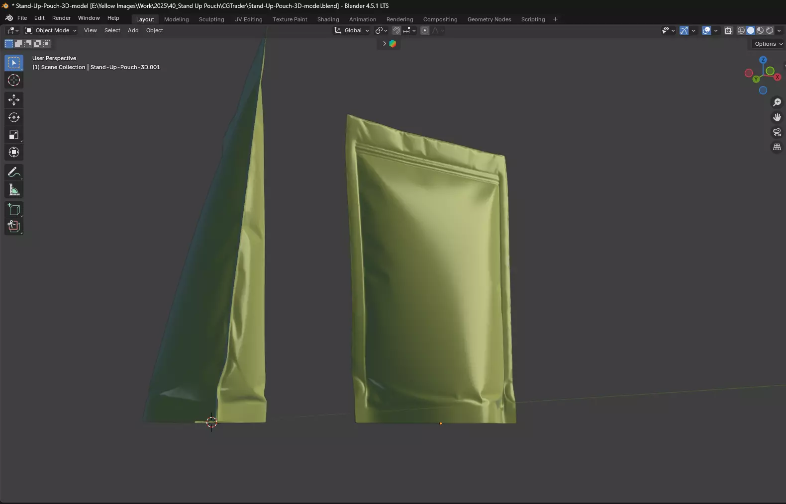 Stand-up Pouch Mockup 3D Model 3D model_11
