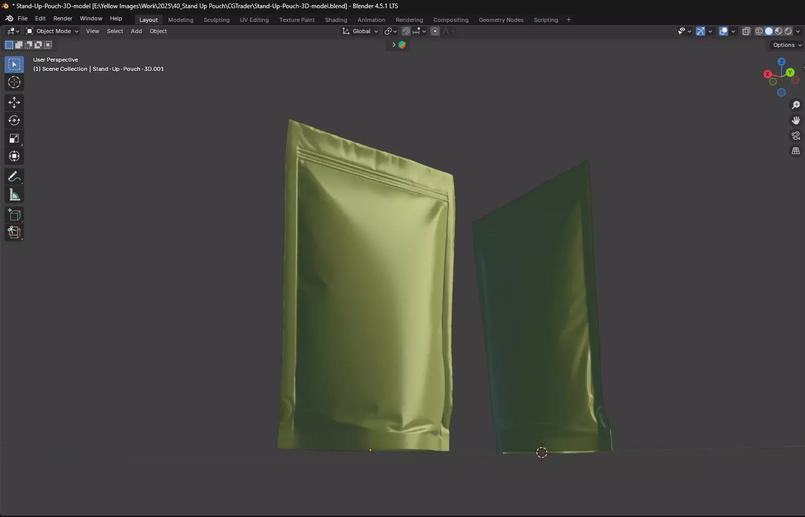 Stand-up Pouch Mockup 3D Model 3D model_1