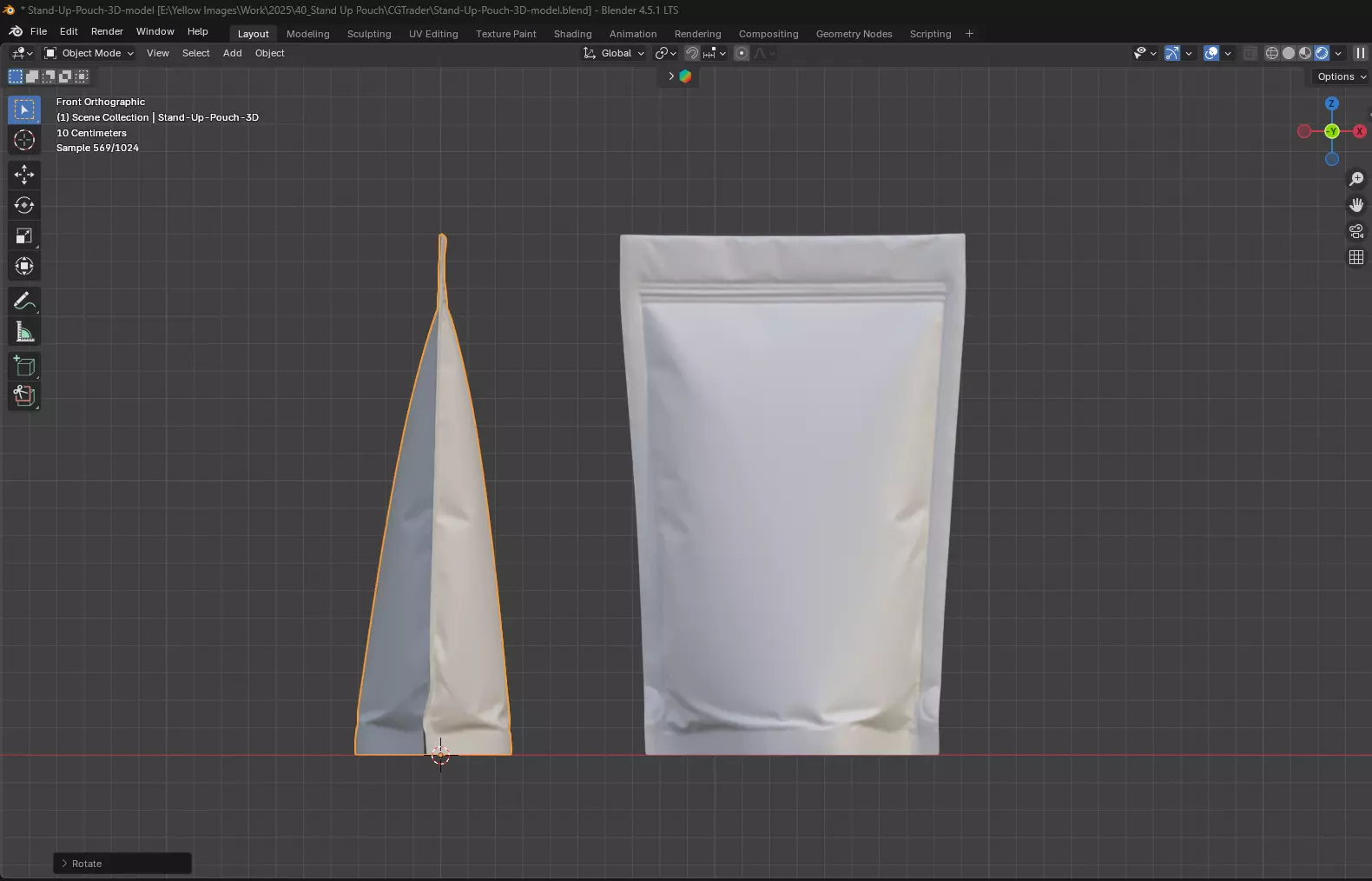 Stand-up Pouch Mockup 3D Model 3D model_10