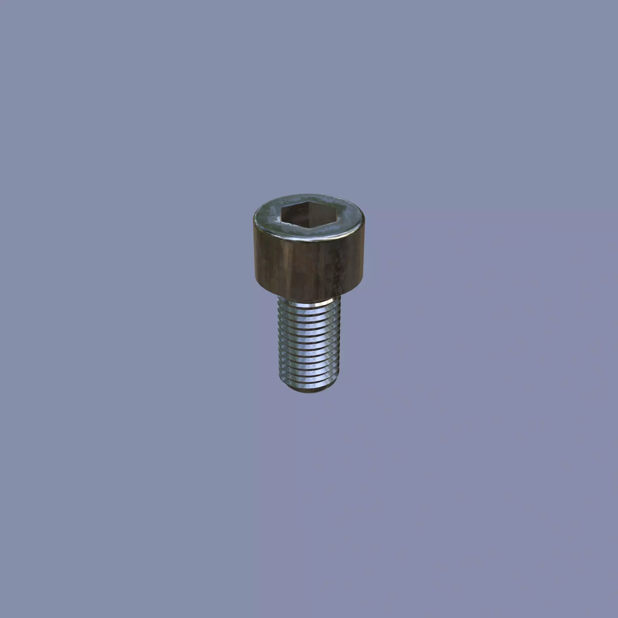 Steel Stained M6 Bolt Allen Cap with PBR 4K Textures 3D model_0