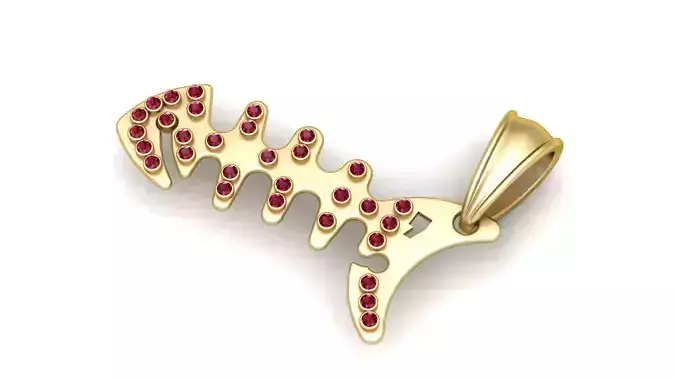 fishbone pendant 3D printable model 