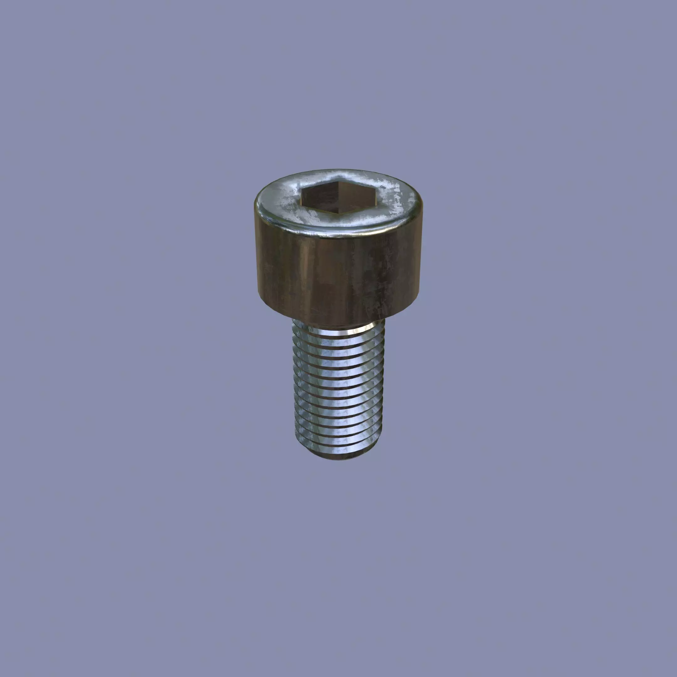 Steel Stained M8 Bolt Allen Cap with PBR 4K Textures 3D model_0