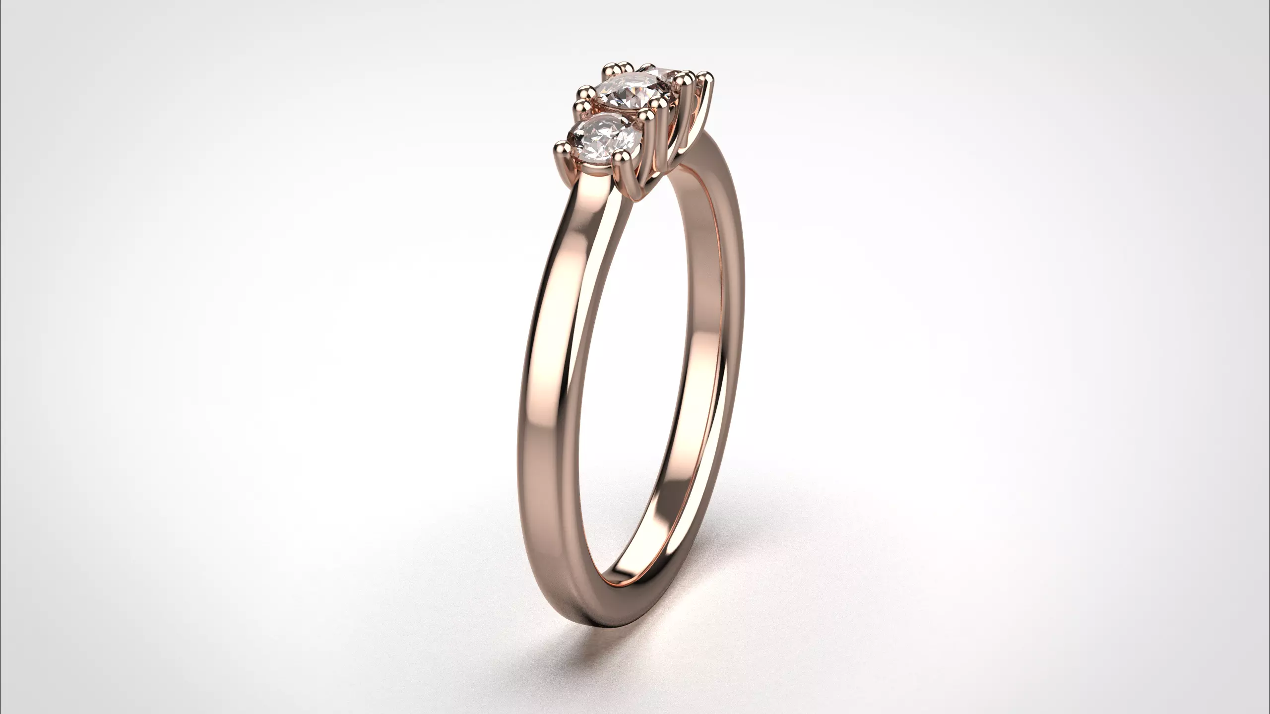 Three stone ring stl obj 3D print model R145 3D print model 3D print model_17