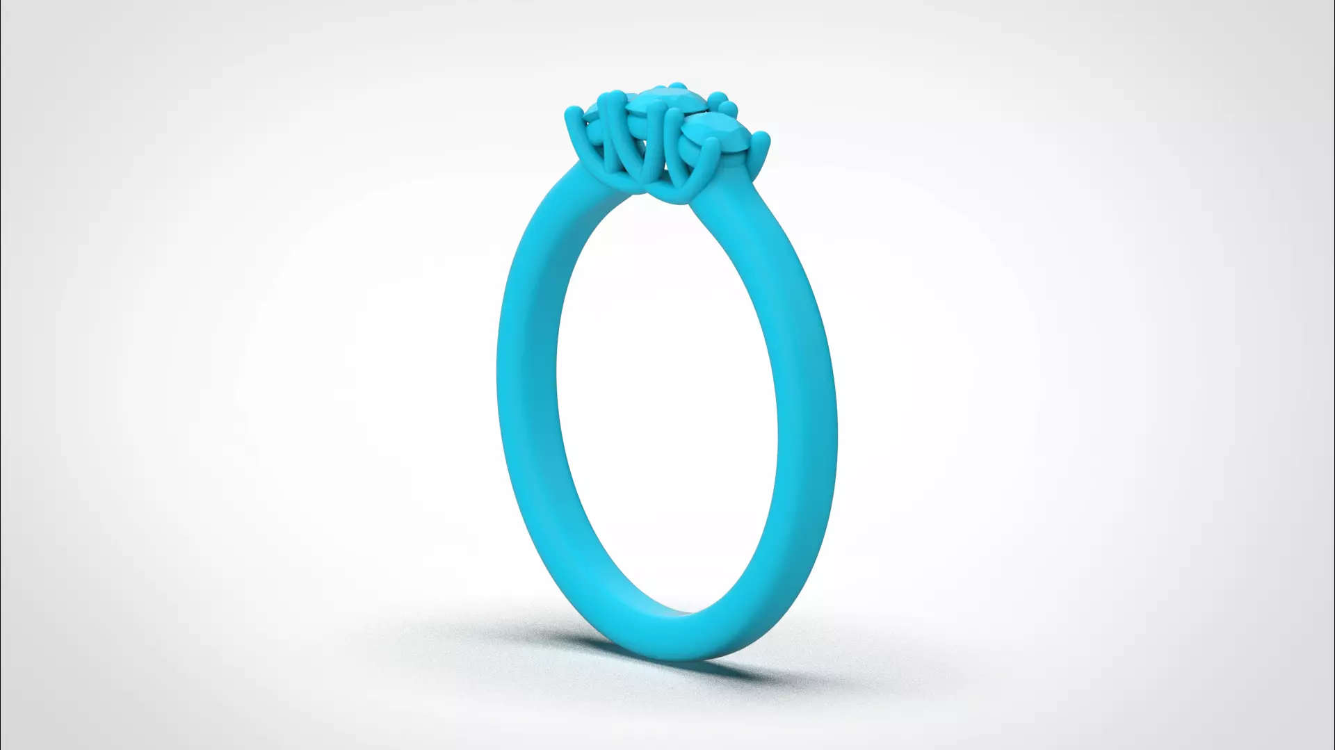 Three stone ring stl obj 3D print model R145 3D print model 3D print model_27