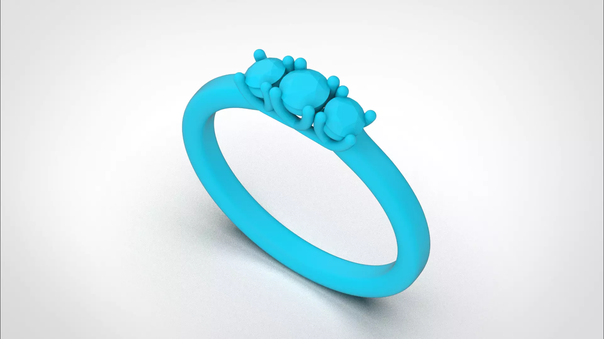 Three stone ring stl obj 3D print model R145 3D print model 3D print model_22