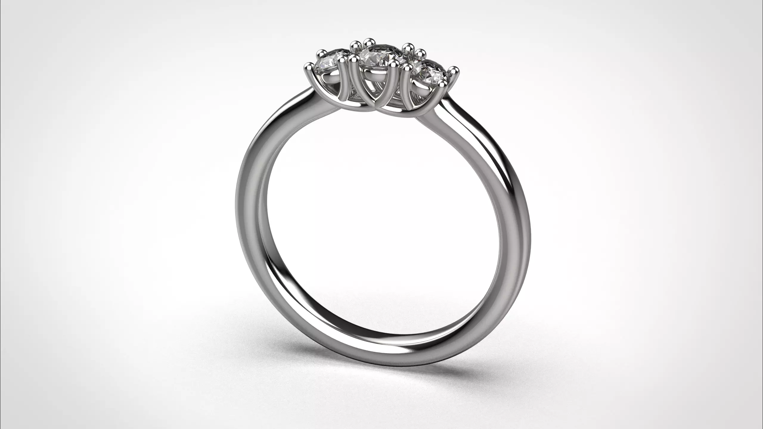 Three stone ring stl obj 3D print model R145 3D print model 3D print model_4