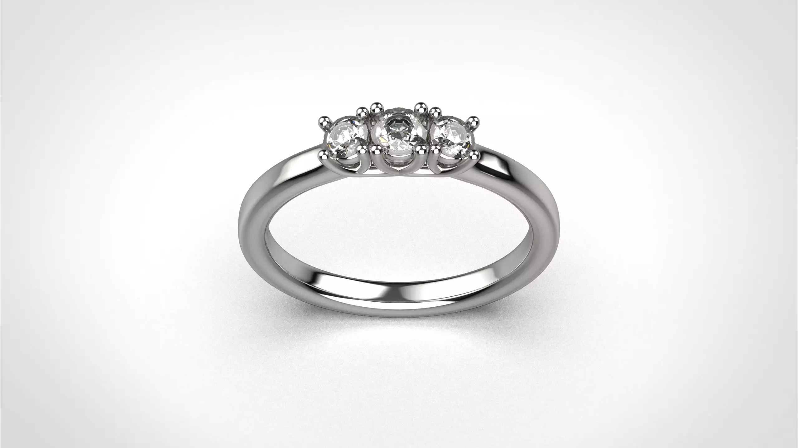 Three stone ring stl obj 3D print model R145 3D print model 3D print model_2