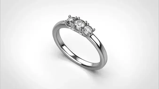 Three stone ring stl obj 3D print model R145 3D print model