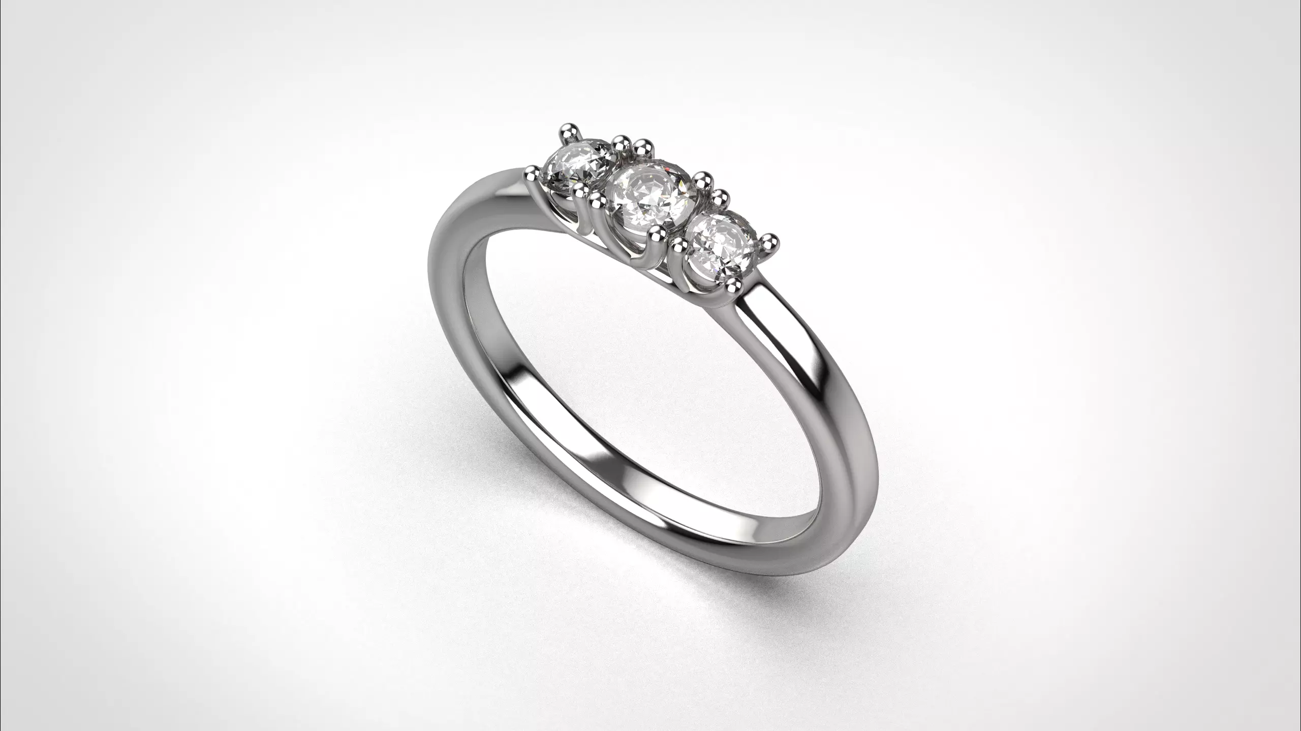 Three stone ring stl obj 3D print model R145 3D print model 3D print model_0