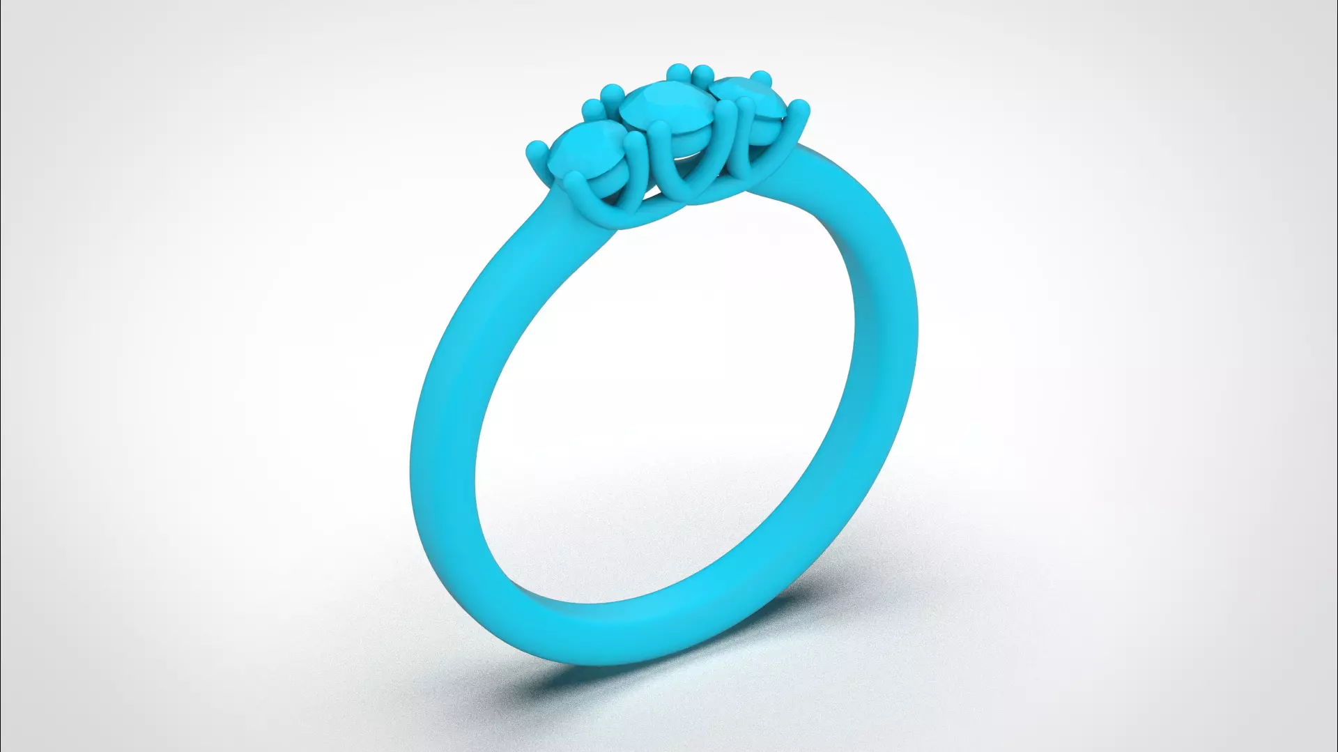 Three stone ring stl obj 3D print model R145 3D print model 3D print model_23