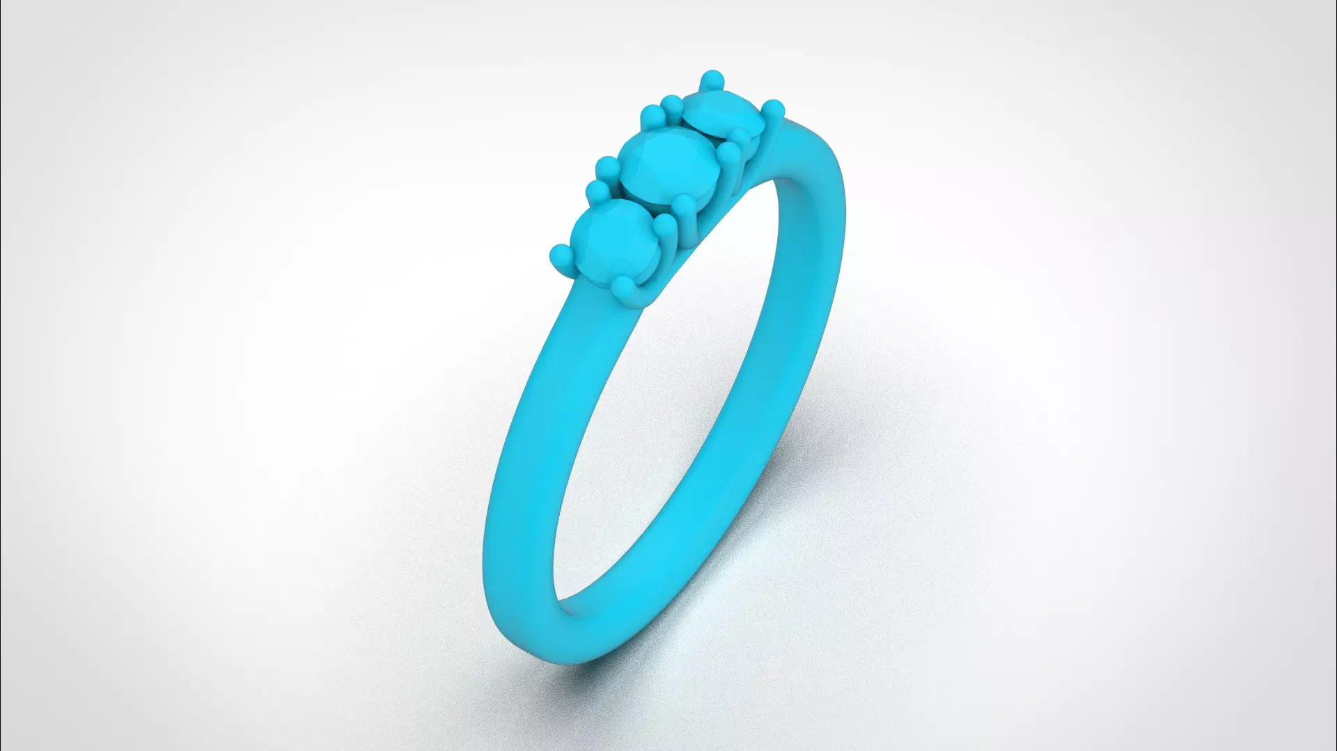 Three stone ring stl obj 3D print model R145 3D print model 3D print model_21