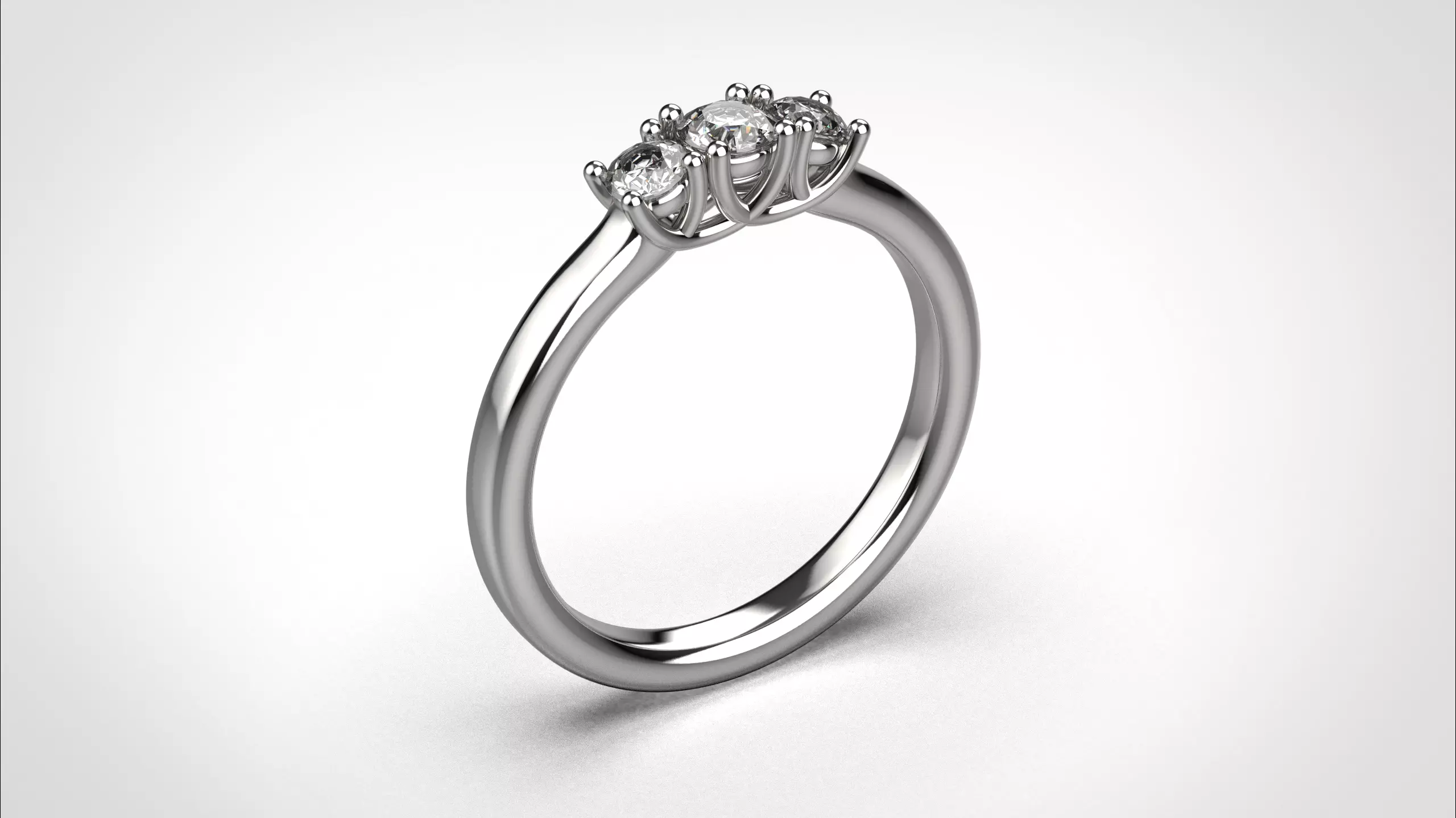 Three stone ring stl obj 3D print model R145 3D print model 3D print model_1