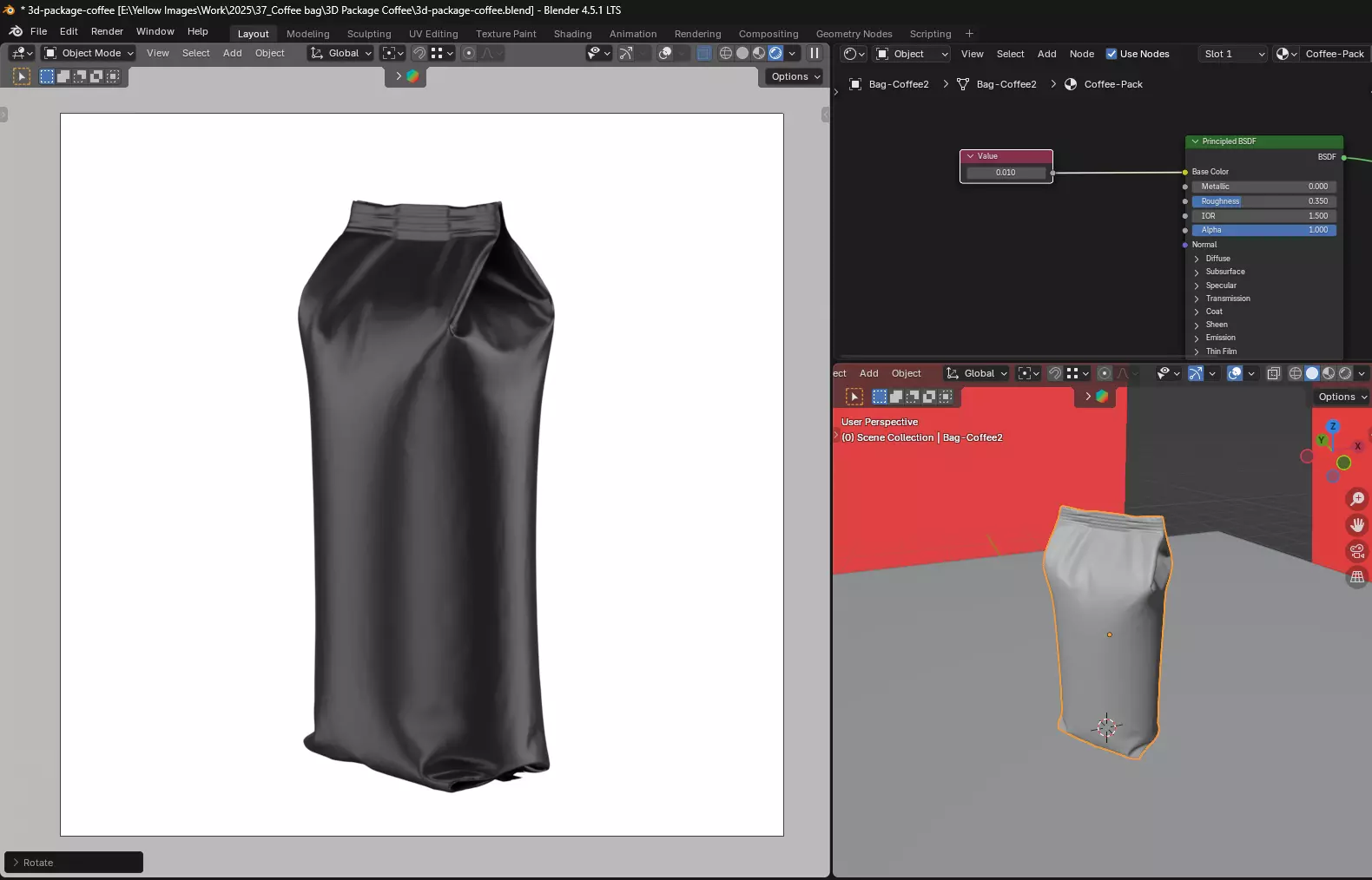 Coffee Bag Mockup 3D Model 3D model_5