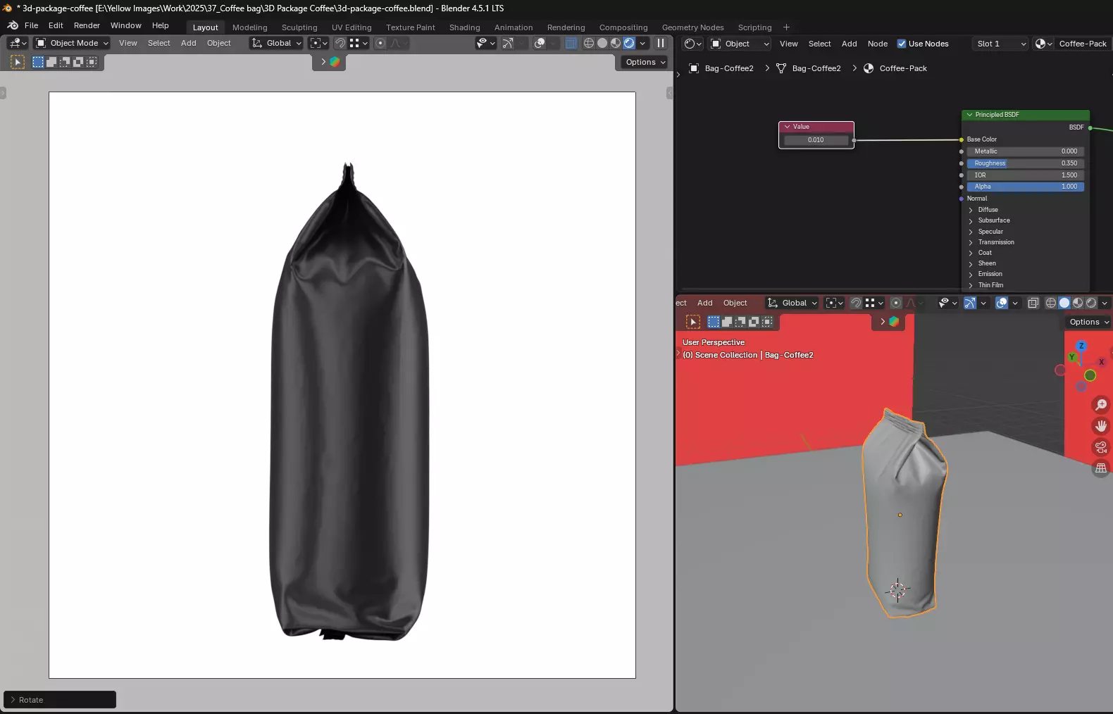 Coffee Bag Mockup 3D Model 3D model_7