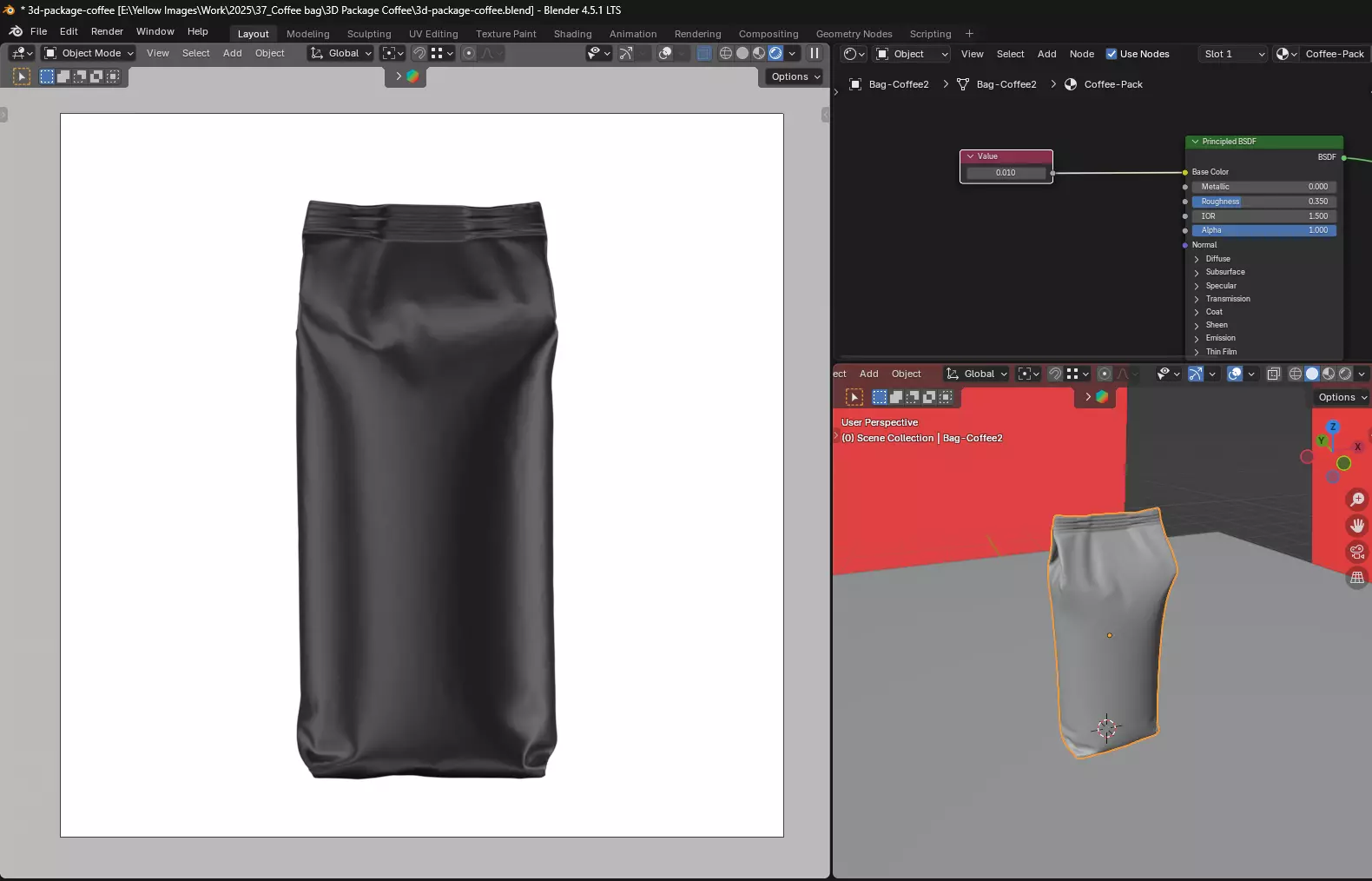 Coffee Bag Mockup 3D Model 3D model_6