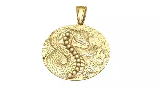 Round Snake Pendant 3D Printable Model