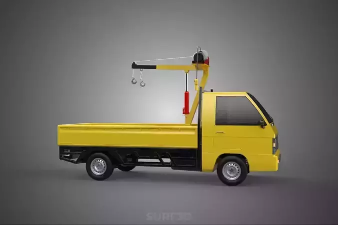 SMALL MINI COMPACT PICKUP TRUCK WINCH HOIST HYDRAULIC CRANE JIB 3D model