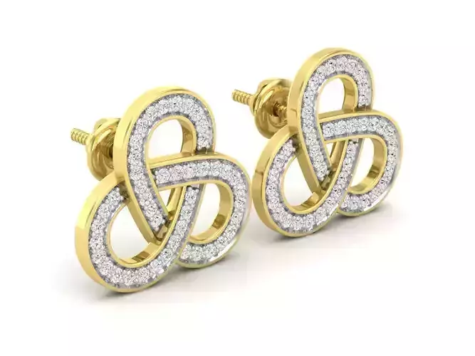 AV 703 Cognac Diamond Ladies Knot Stud Earrings