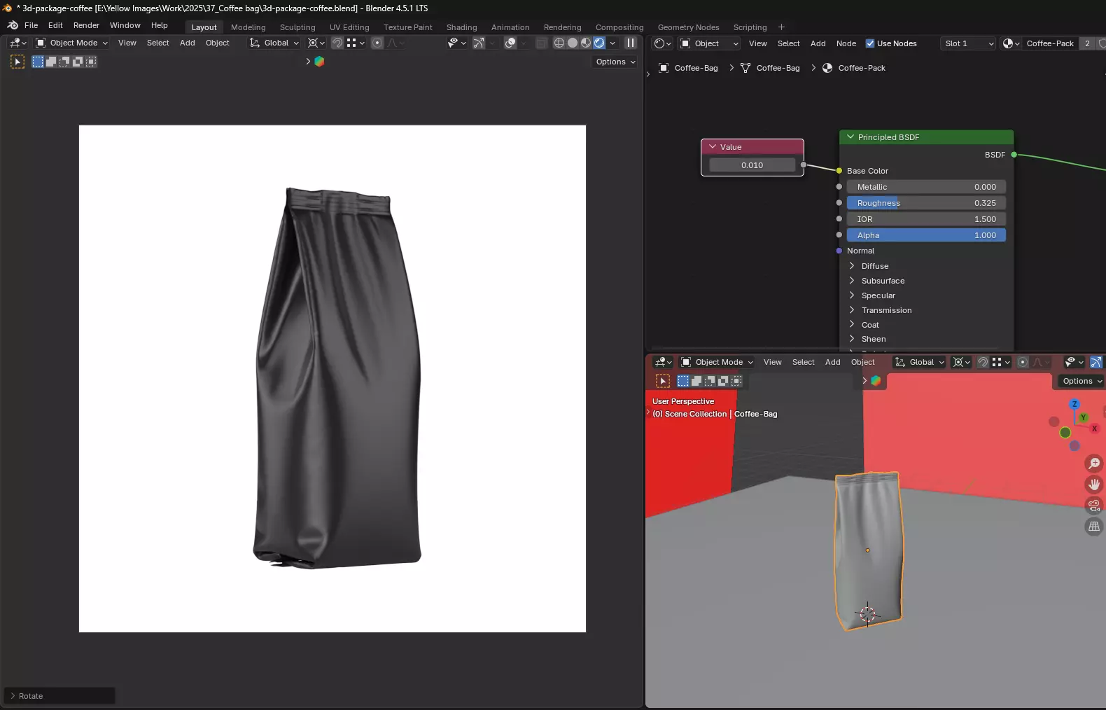 Food Bag Mockup 3D Model 3D model_11