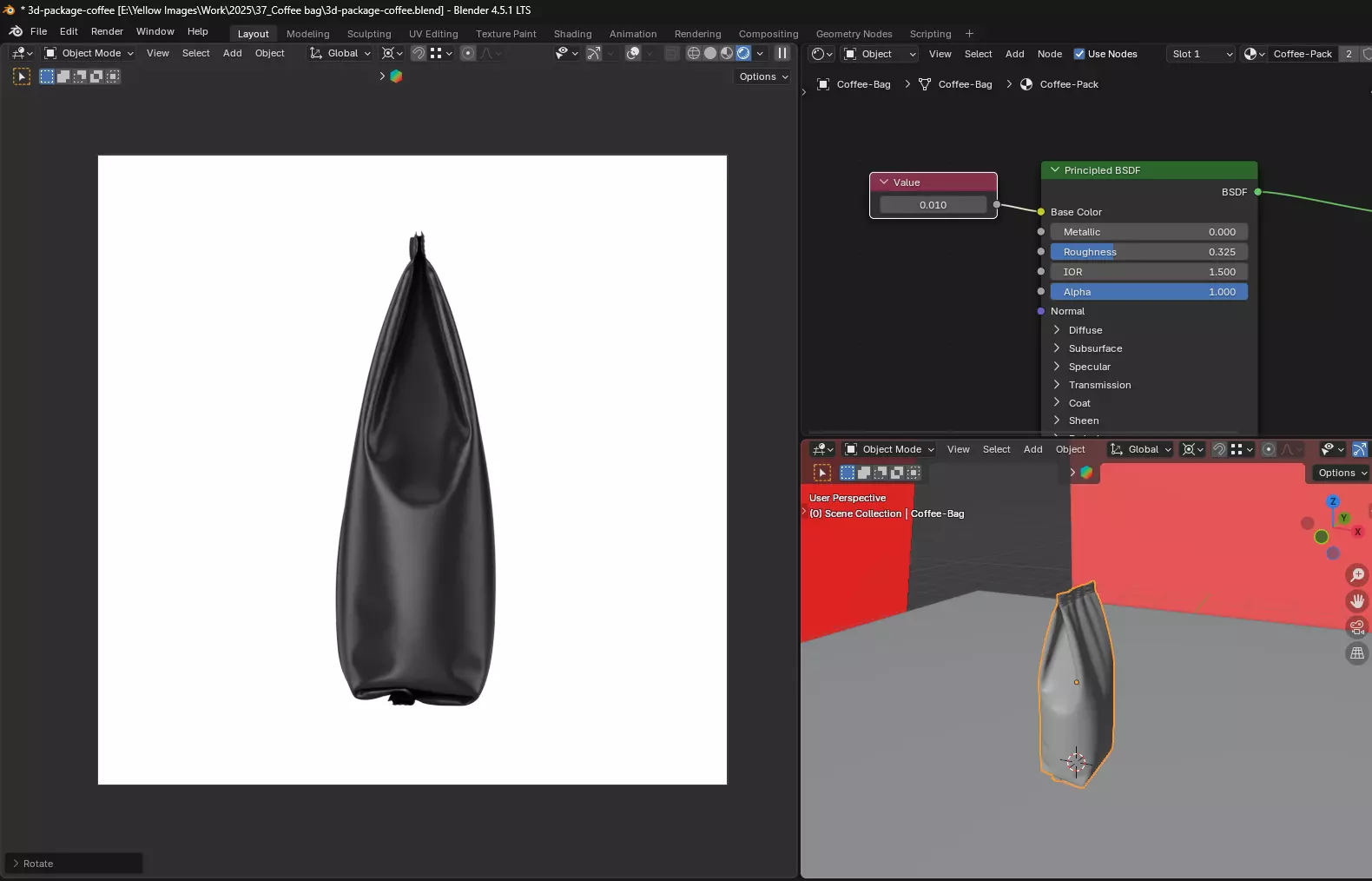 Food Bag Mockup 3D Model 3D model_12